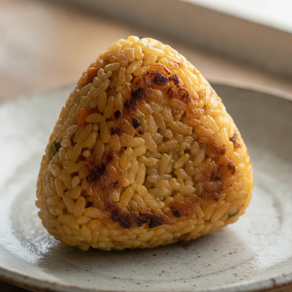 焼き上げたカレーおにぎりの断面